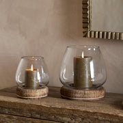 Ika Mango Wood & Recycled Glass Lantern, Candle Holder