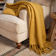 Velatu Fringed Merino Wool Throw, Ochre