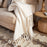 Velatu Fringed Merino Wool Throw, Natural