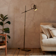 Thenkara Directional Floor Lamp, Antique Brass