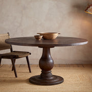 Laya Carved Dining Table, Chocolate Brown, Large