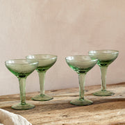 Yala Hammered Champagne Coupe (Set of 4), Sage Green