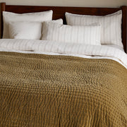 Nidra Velvet & Linen Bedspread, Moss Green