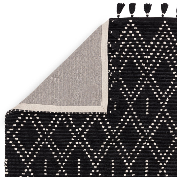 Cream Diamond Pattern Rug Nepal Rug, Black & Cream Diamonds — Kayu Home