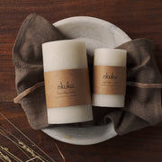 Rustic Pillar Candle, White