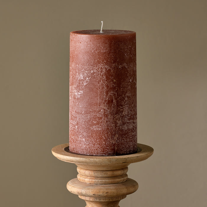 Rustic Pillar Candle, Rust — Kayu Home