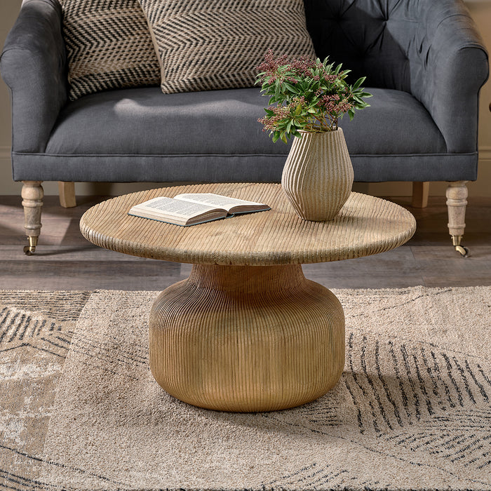 Vivan Grooved Wood Coffee Table — Kayu Home