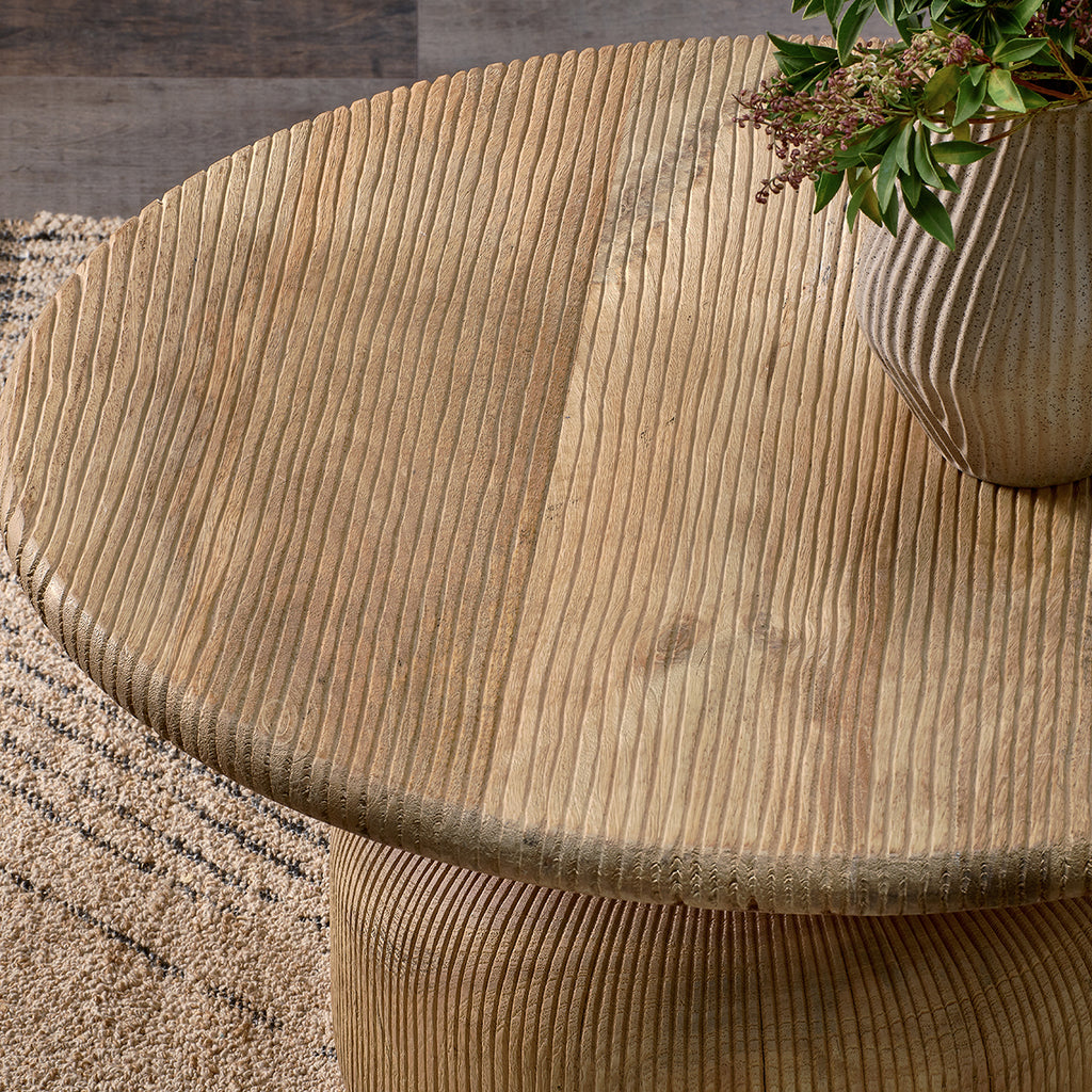 Grooved Table Vivan Grooved Wood Coffee Table — Kayu Home
