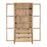 Artha Mango Wood & Glass Tall Display Cabinet, Natural Finish
