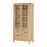 Artha Mango Wood & Glass Tall Display Cabinet, Natural Finish