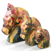 Set of Three Carved Painted Horses
