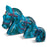 Set of Three Carved Blue Horses