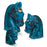 Set of Three Carved Blue Horses