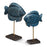 Pair of Blue Painted Fish on Stands