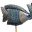 Pair of Blue Painted Coastal Fish on Stands