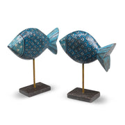 Pair of Painted Wooden Damselfish