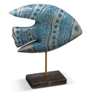 Painted Wooden Angel Fish on Stand