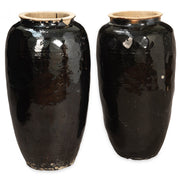 Tall Black Vintage Earthenware Jar