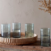 Nkuku Yala Hammered Highball Glasses (Set of 4), Sage Green