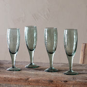 Yala Hammered Champagne Flutes (Set of 4), Sage Green