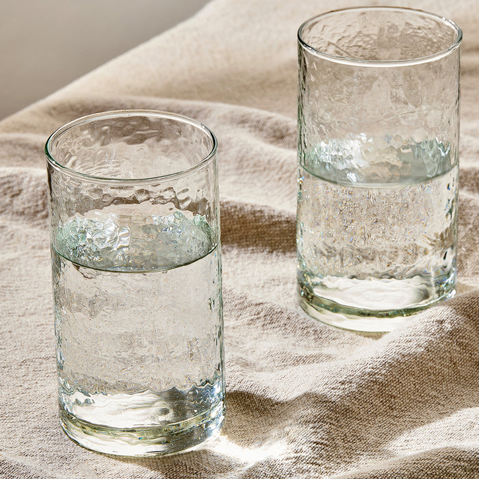 Hammered Glass Cups. Cocktail Drinking Glasses Set Of 6 Tall Kitchen Glasses 17 Oz Water Glassware Bar Juice Beer Iced Tea Everyday Cordial Glasses Drink