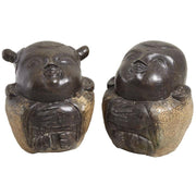 Pair of Dark Stone Children Figures