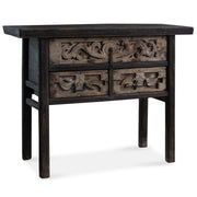 Three Drawer Carved Antique Coffer Table
