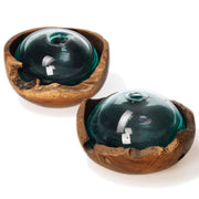 Bud Vase in Teak Bowl