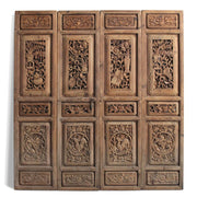 Antique Chinese Carved Four Panel Screen