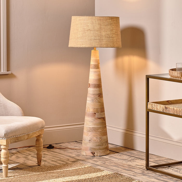 Chameli Tapered Mango Wood Floor Lamp — Kayu Home