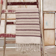 Etawah Wool Throw, Stone and Burgundy