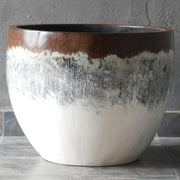 Palm Planter, White and Grey
