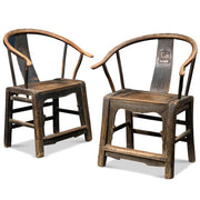 Pair of Rustic Chinese Horseshoe Armchairs