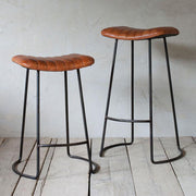 Narwana Ribbed Leather Stool