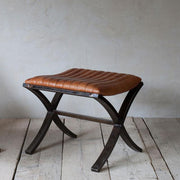 Narwana Ribbed Leather Footstool